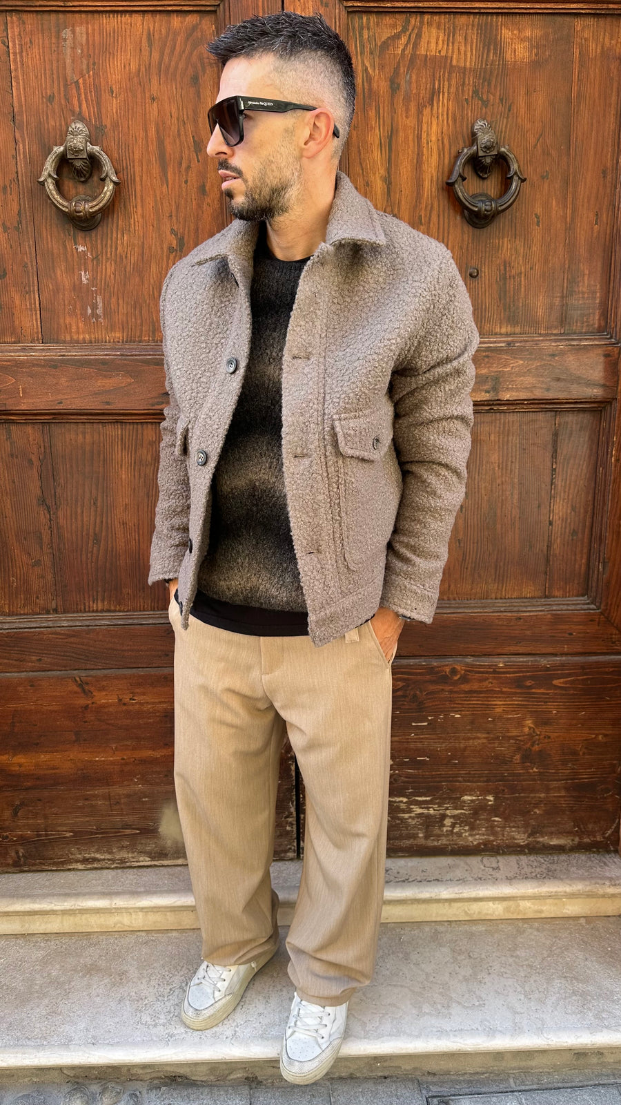 BERNA Pantalone Palazzo Beige